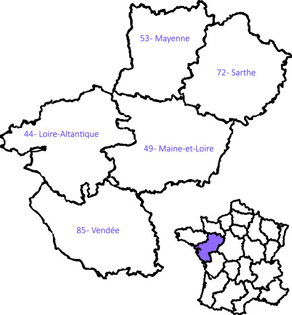 Carte géographique pays de la Loire